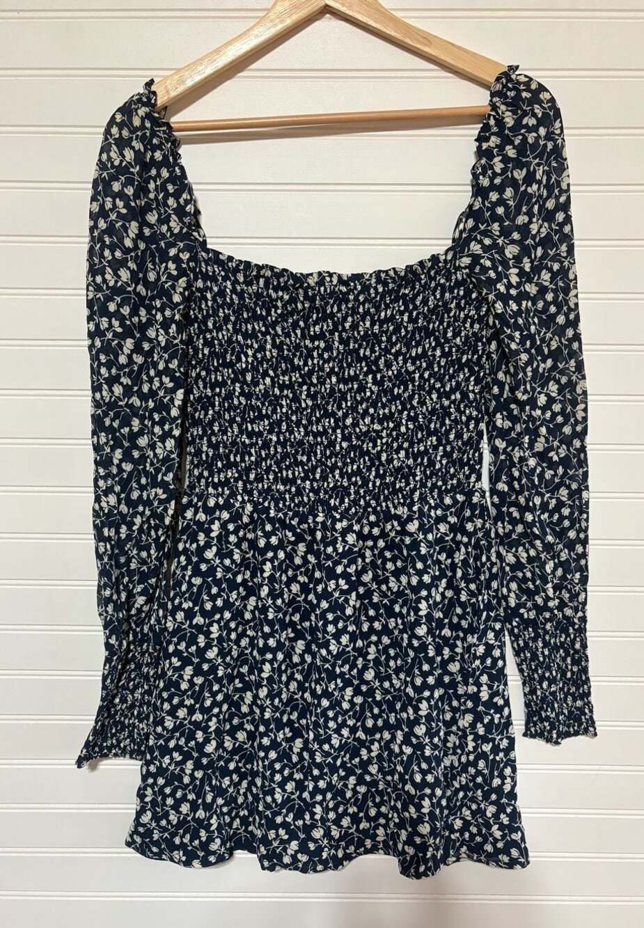 Reformation Mochi Floral Smocked Long Sleeve Mini Dress Size M